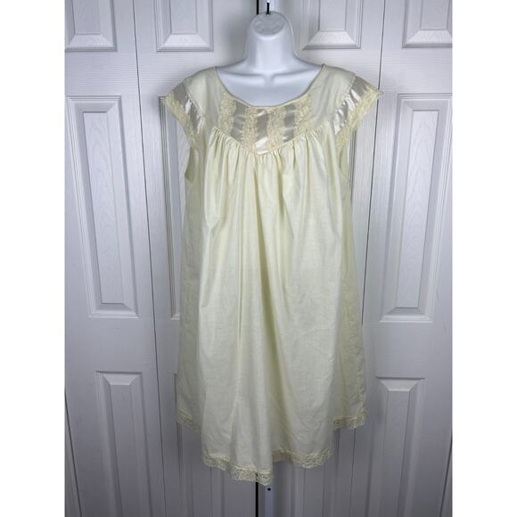 Vintage Sears Perma Prest Cotton Satin Yellow Sleevless nighgown Size 40-42 - Picture 5 of 5